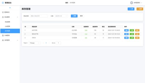 基于spring boot vue3的辦公用品申領(lǐng)管理系統(tǒng)